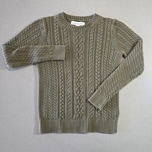 Amazon Essentials Womens Olive Green Cable Knit Crewneck Sweater Size Small